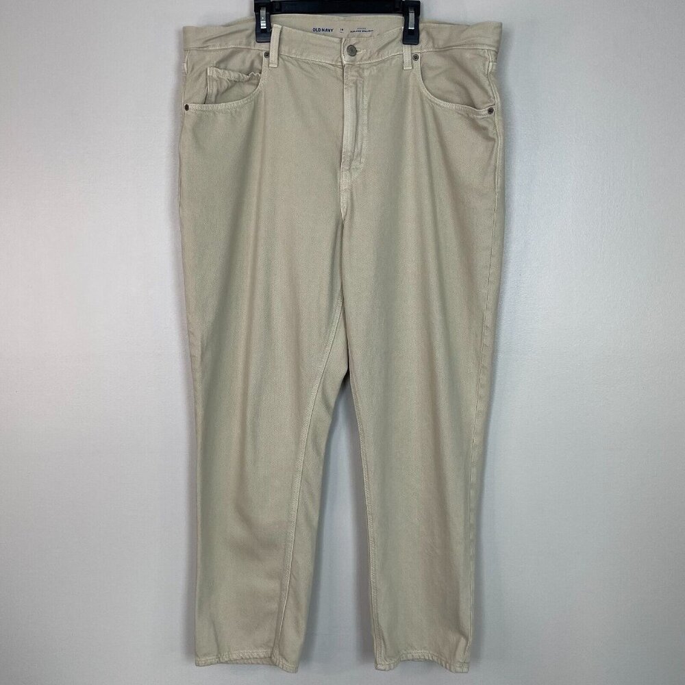 Old Navy Jeans 16 Tall High-Rise Slouchy Straight Crop Sand Non-Stretch Women's - Picture 2 of 12